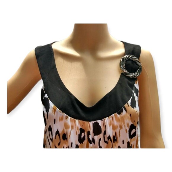 Essentials Shirt Leopard Print Sleeveless Contrasting Trim Size M Retro 80s - Picture 4 of 6